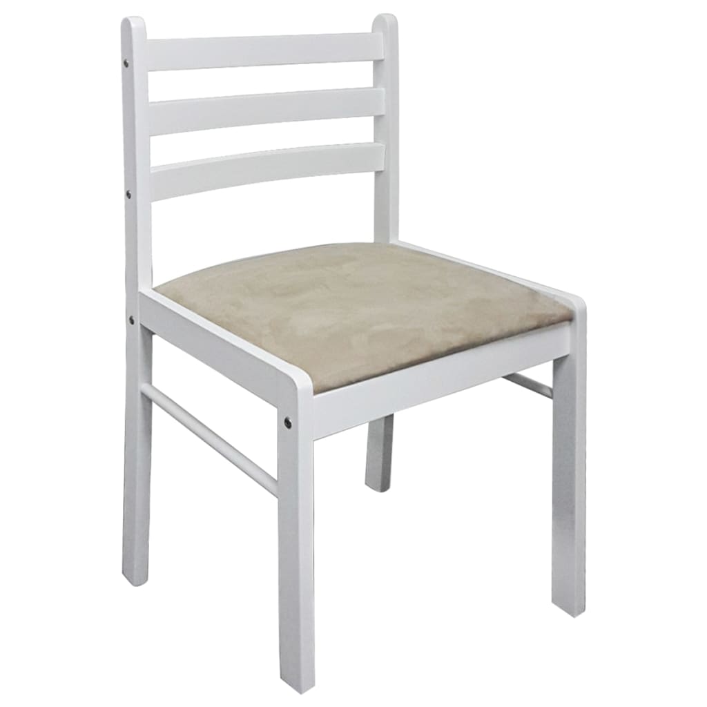 Eetkamerstoelen 4 st massief rubberwood en fluweel wit is nu te koop bij PeponiXL, paradijselijk wonen!
