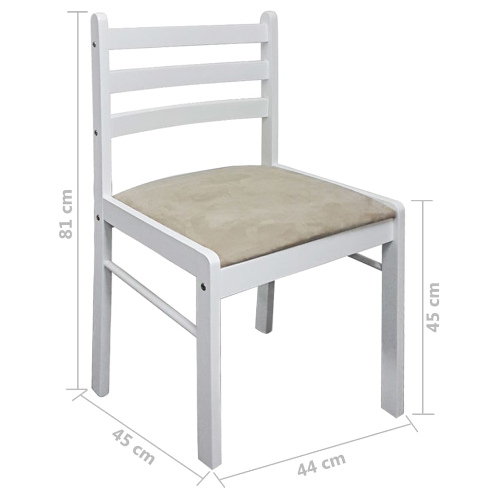Eetkamerstoelen 4 st massief rubberwood en fluweel wit is nu te koop bij PeponiXL, paradijselijk wonen!
