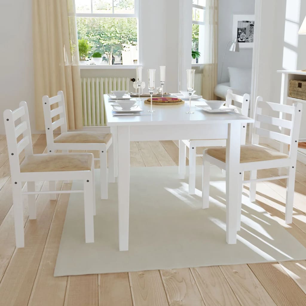 Eetkamerstoelen 4 st massief rubberwood en fluweel wit is nu te koop bij PeponiXL, paradijselijk wonen!