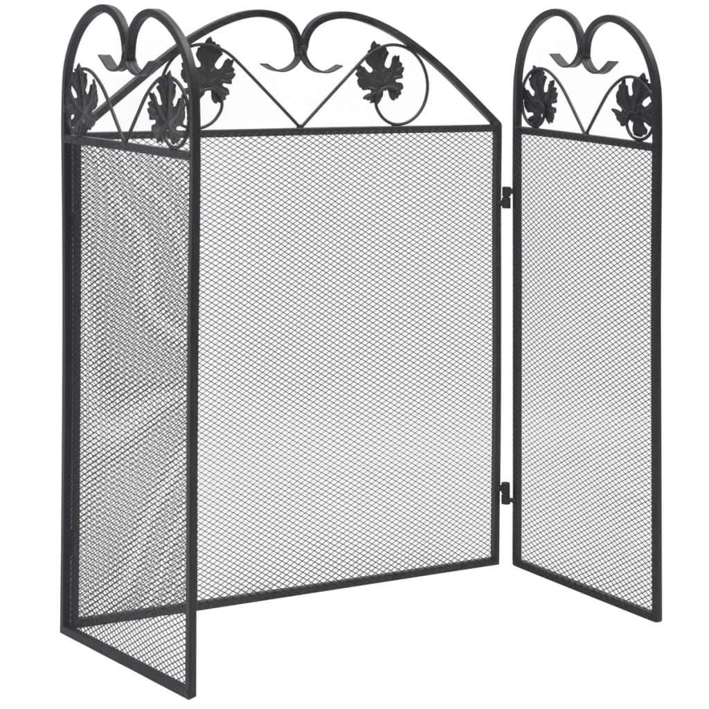 Haardscherm 3 panelen ijzer zwart is nu te koop bij PeponiXL, paradijselijk wonen!