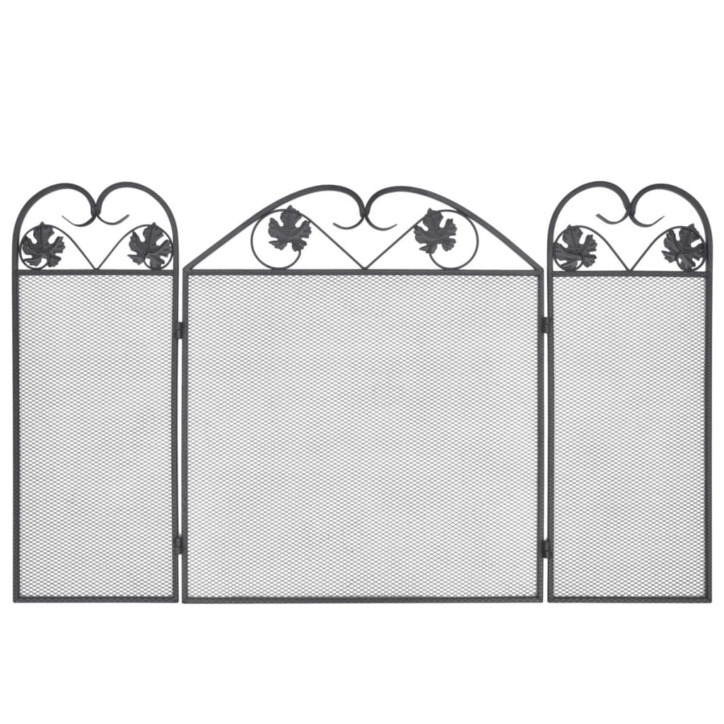 Haardscherm 3 panelen ijzer zwart is nu te koop bij PeponiXL, paradijselijk wonen!