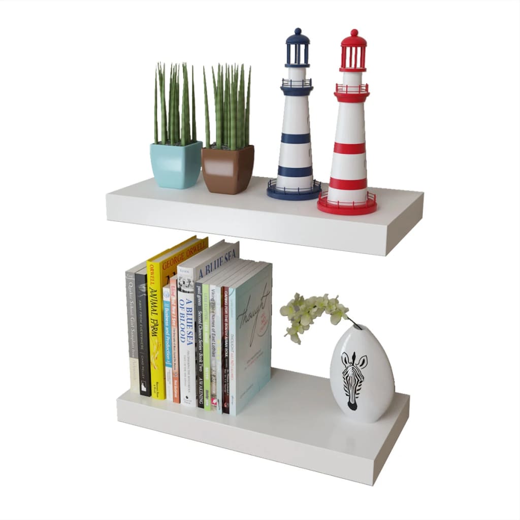 Wandplanken MDF zwevend voor boeken/dvd wit 2 st is nu te koop bij PeponiXL, paradijselijk wonen!