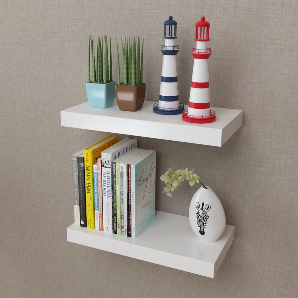 Wandplanken MDF zwevend voor boeken/dvd wit 2 st is nu te koop bij PeponiXL, paradijselijk wonen!