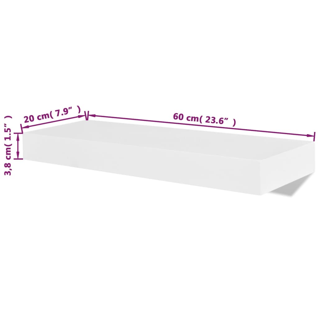 Wandplanken MDF zwevend voor boeken/dvd wit 2 st is nu te koop bij PeponiXL, paradijselijk wonen!