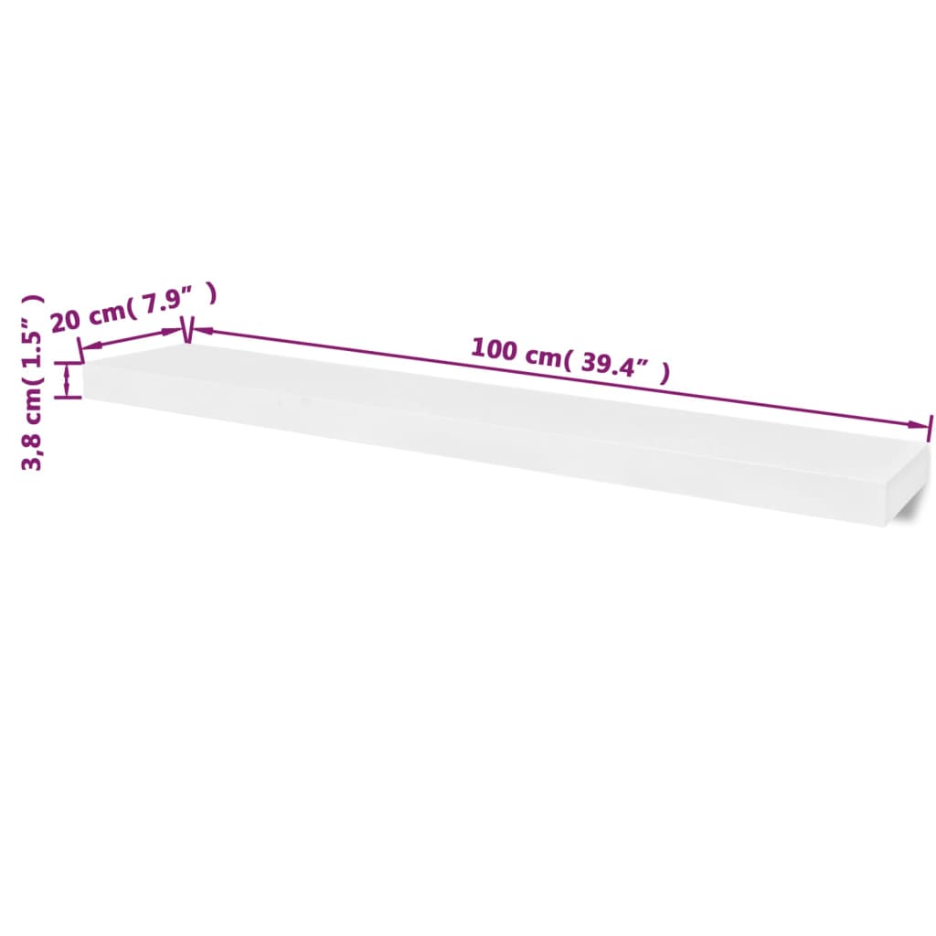 Wandplanken MDF zwevend voor boeken/dvd wit 2 st is nu te koop bij PeponiXL, paradijselijk wonen!