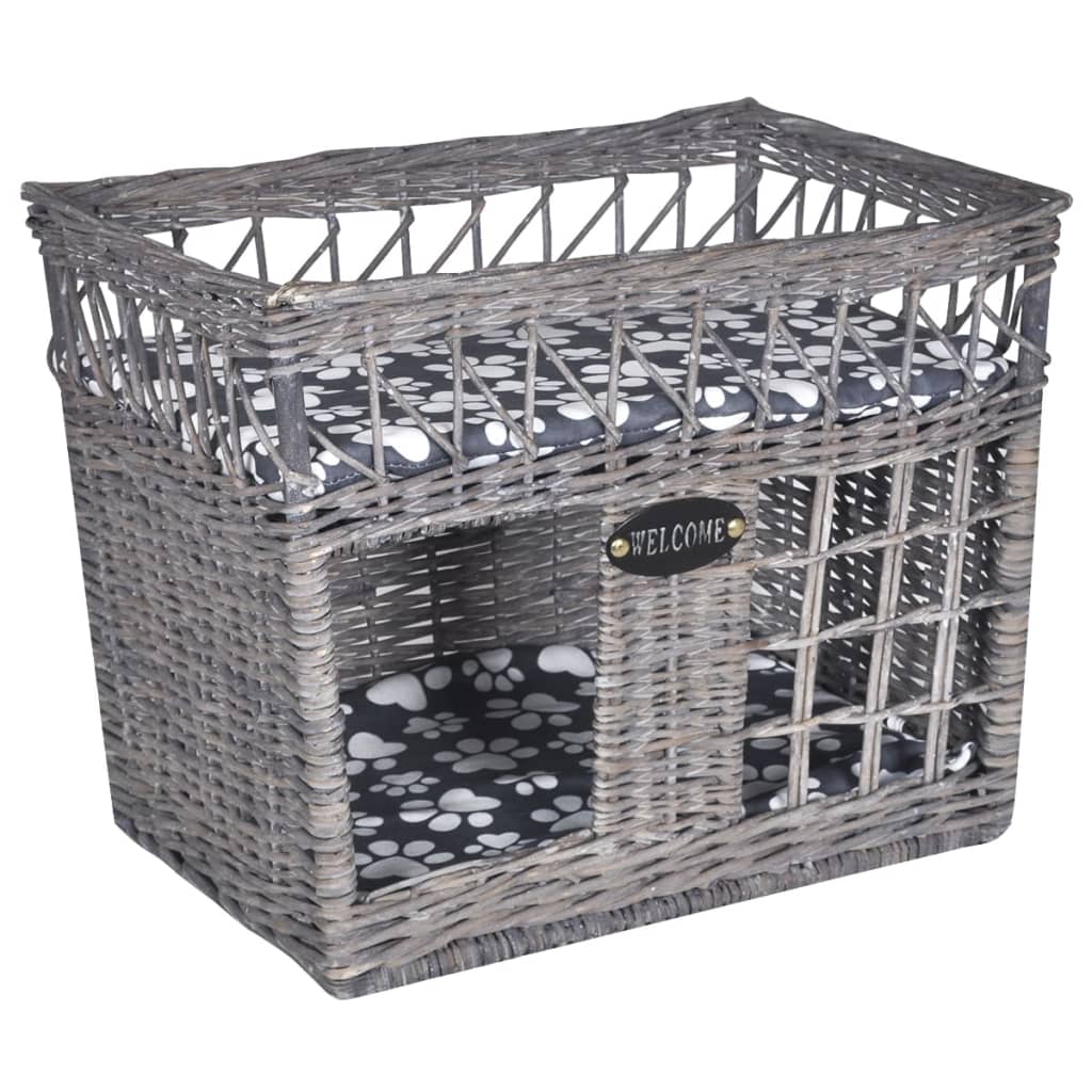 Kattenbed/huis/krabpaal met kussen vierkant wilgen is nu te koop bij PeponiXL, paradijselijk wonen!
