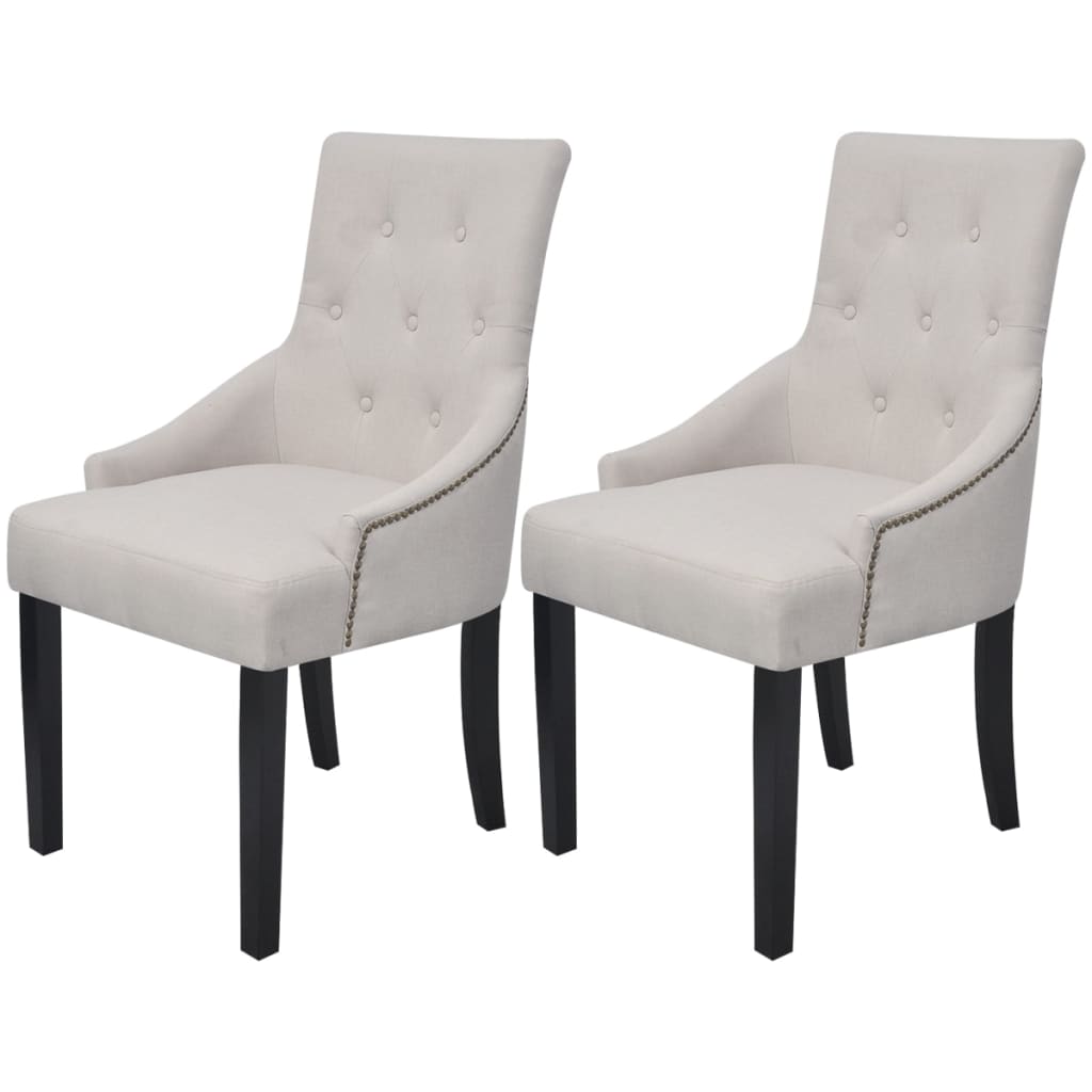 Eetkamerstoelen 2 st stof crèmegrijs is nu te koop bij PeponiXL, paradijselijk wonen!