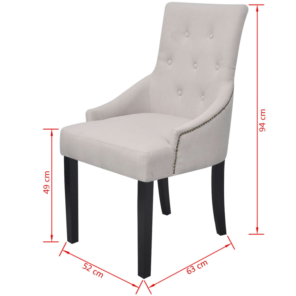 Eetkamerstoelen 2 st stof crèmegrijs is nu te koop bij PeponiXL, paradijselijk wonen!