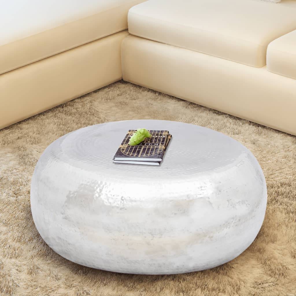 Salontafel gehamerd aluminium zilverkleurig is nu te koop bij PeponiXL, paradijselijk wonen!
