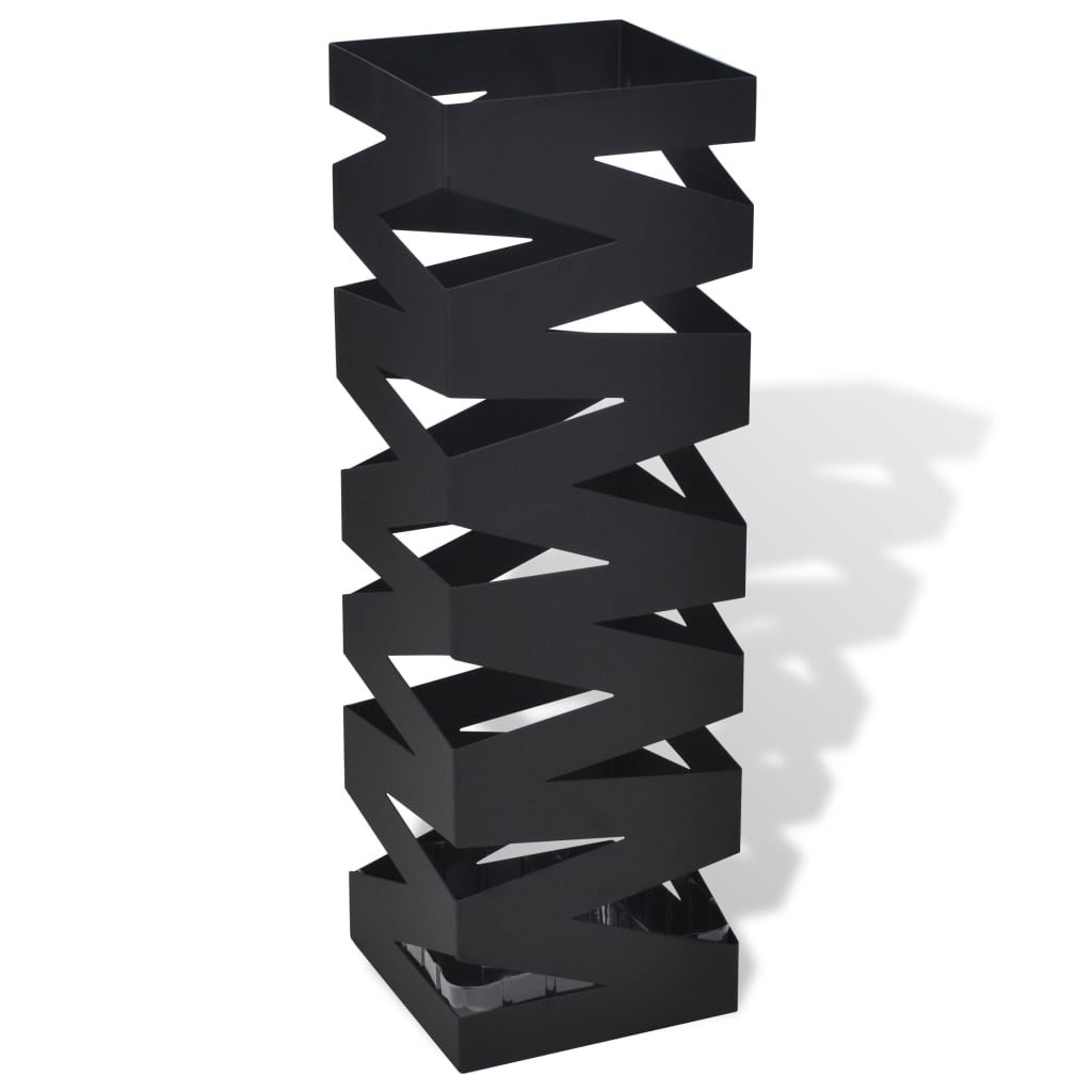 Paraplu- en wandelstokhouder vierkant 48,5 cm staal zwart is nu te koop bij PeponiXL, paradijselijk wonen!