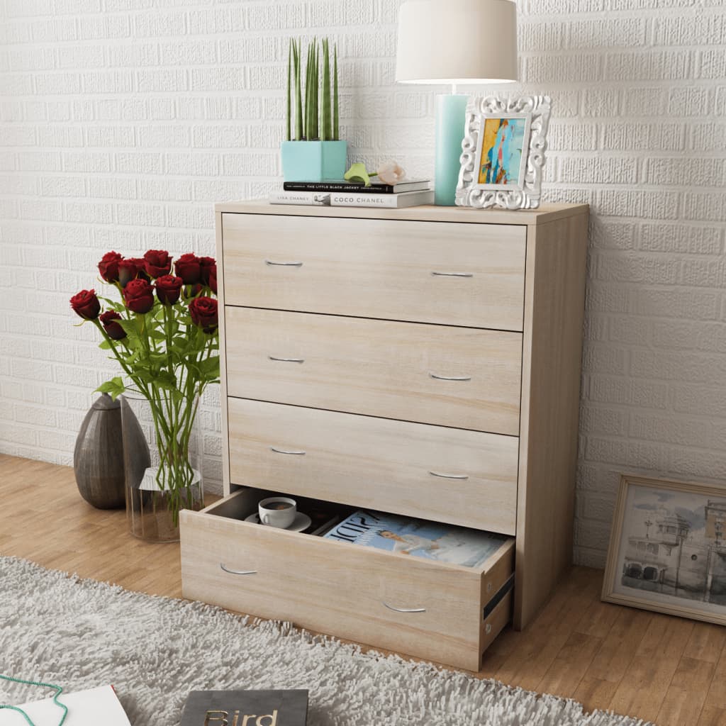 Dressoir met 4 lades 60x30,5x71 cm eikenkleur is nu te koop bij PeponiXL, paradijselijk wonen!