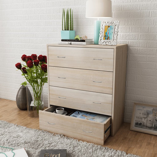 Dressoir met 4 lades 60x30,5x71 cm eikenkleur is nu te koop bij PeponiXL, paradijselijk wonen!
