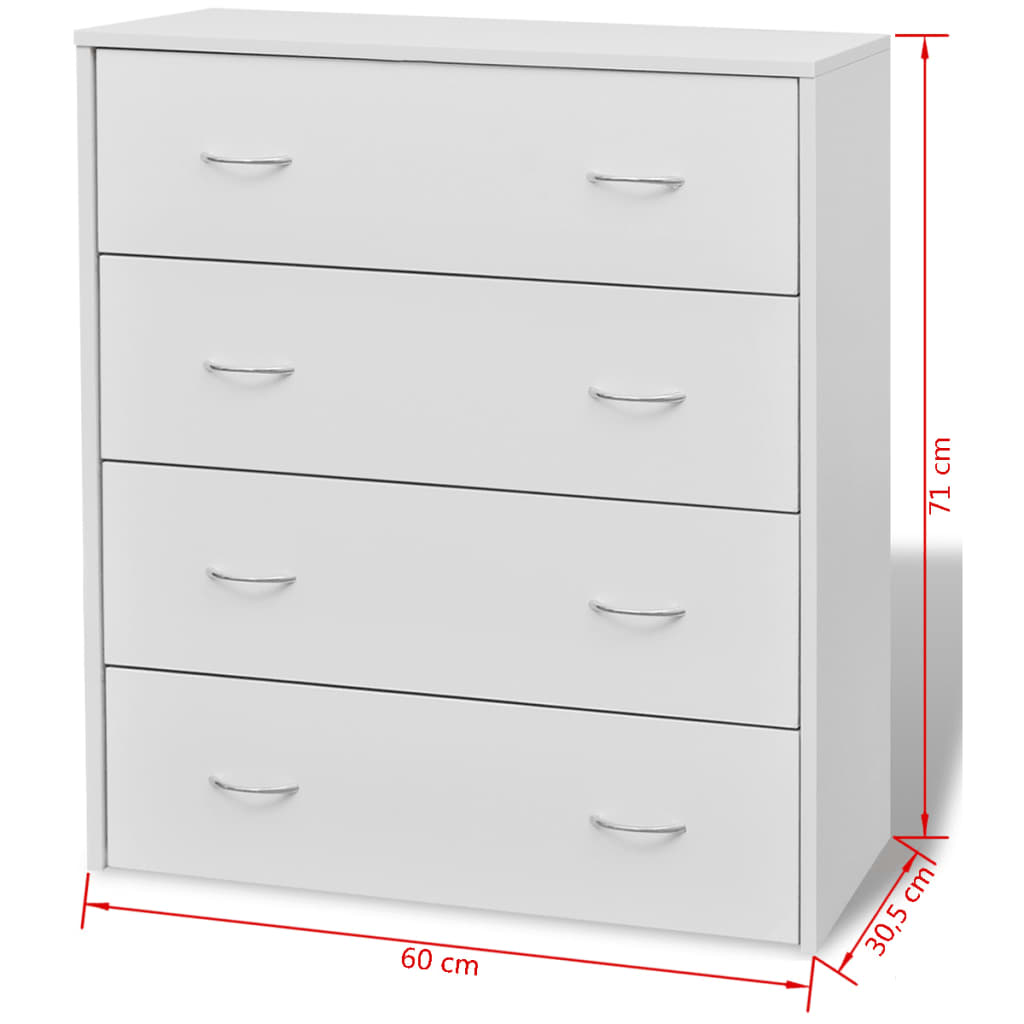 Dressoir met 4 lades 60x30,5x71 cm wit is nu te koop bij PeponiXL, paradijselijk wonen!