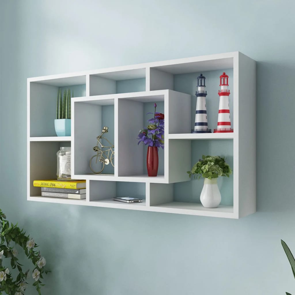 Wandschap zwevend 8 vakken wit is nu te koop bij PeponiXL, paradijselijk wonen!