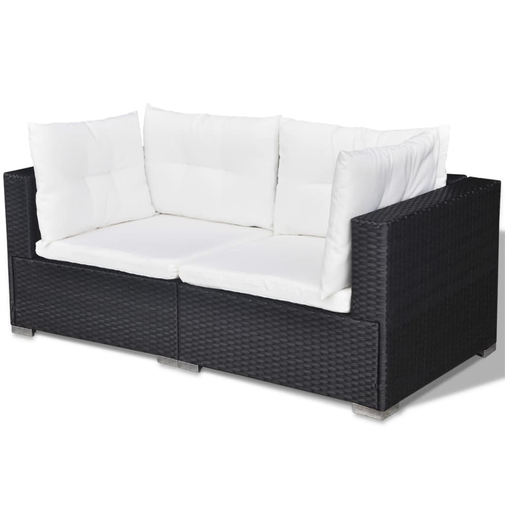 5-delige Loungeset met kussens poly rattan zwart is nu te koop bij PeponiXL, paradijselijk wonen!