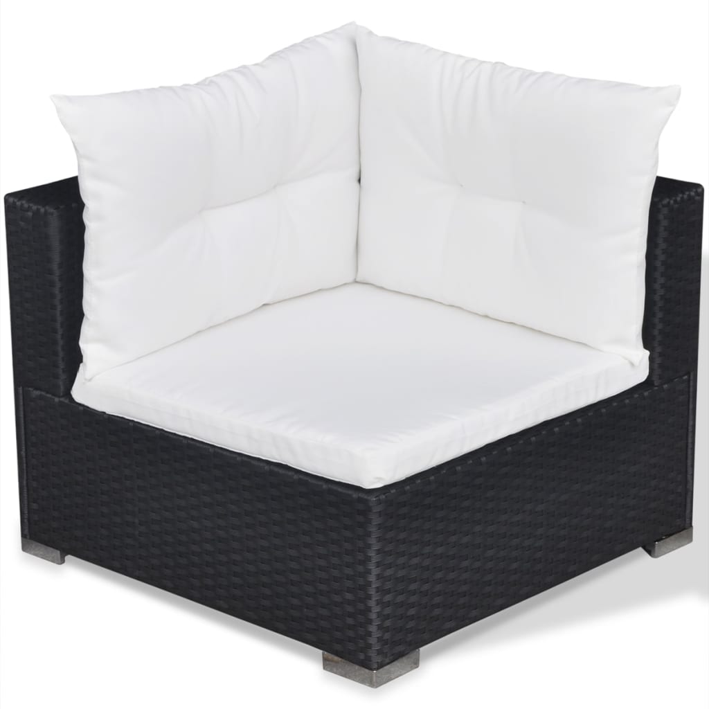 5-delige Loungeset met kussens poly rattan zwart is nu te koop bij PeponiXL, paradijselijk wonen!