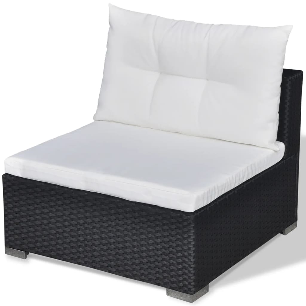 5-delige Loungeset met kussens poly rattan zwart is nu te koop bij PeponiXL, paradijselijk wonen!