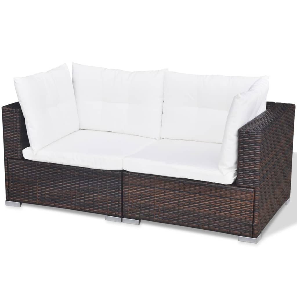 10-delige Loungeset met kussens poly rattan bruin is nu te koop bij PeponiXL, paradijselijk wonen!