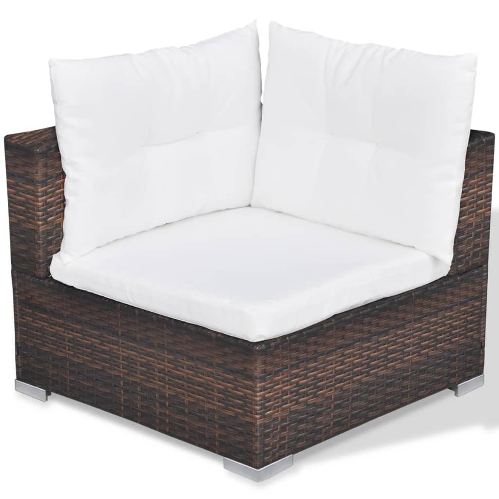 10-delige Loungeset met kussens poly rattan bruin is nu te koop bij PeponiXL, paradijselijk wonen!