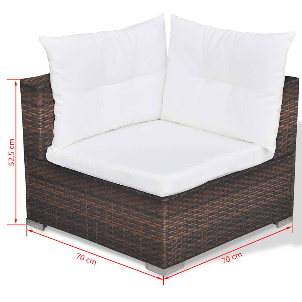 10-delige Loungeset met kussens poly rattan bruin is nu te koop bij PeponiXL, paradijselijk wonen!