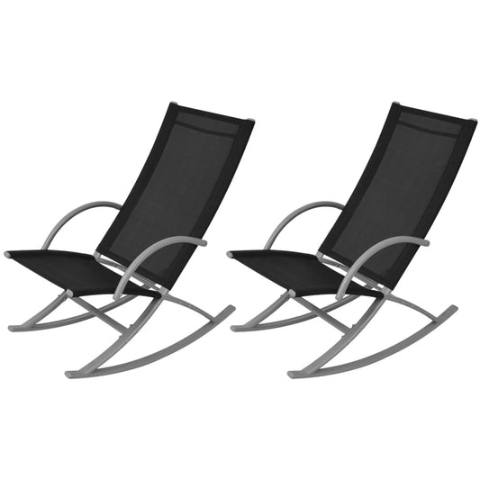 Tuinschommelstoelen 2 st staal en textileen zwart is nu te koop bij PeponiXL, paradijselijk wonen!