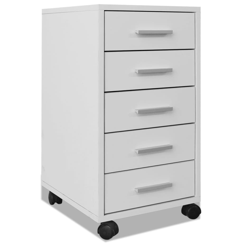 Kantoor ladeblok op wielen 5 lades wit is nu te koop bij PeponiXL, paradijselijk wonen!