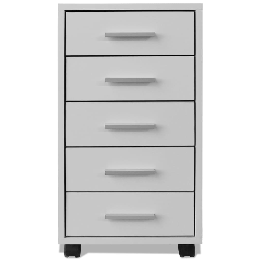 Kantoor ladeblok op wielen 5 lades wit is nu te koop bij PeponiXL, paradijselijk wonen!