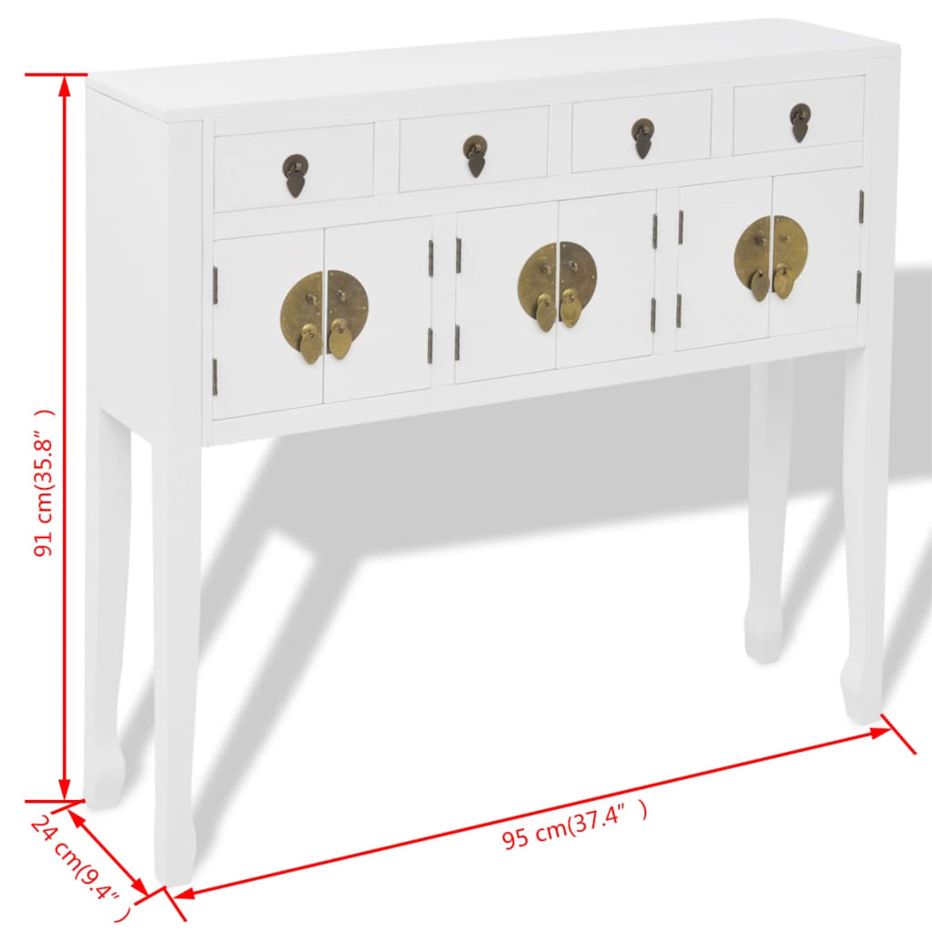 Dressoir Chinese stijl massief hout wit is nu te koop bij PeponiXL, paradijselijk wonen!