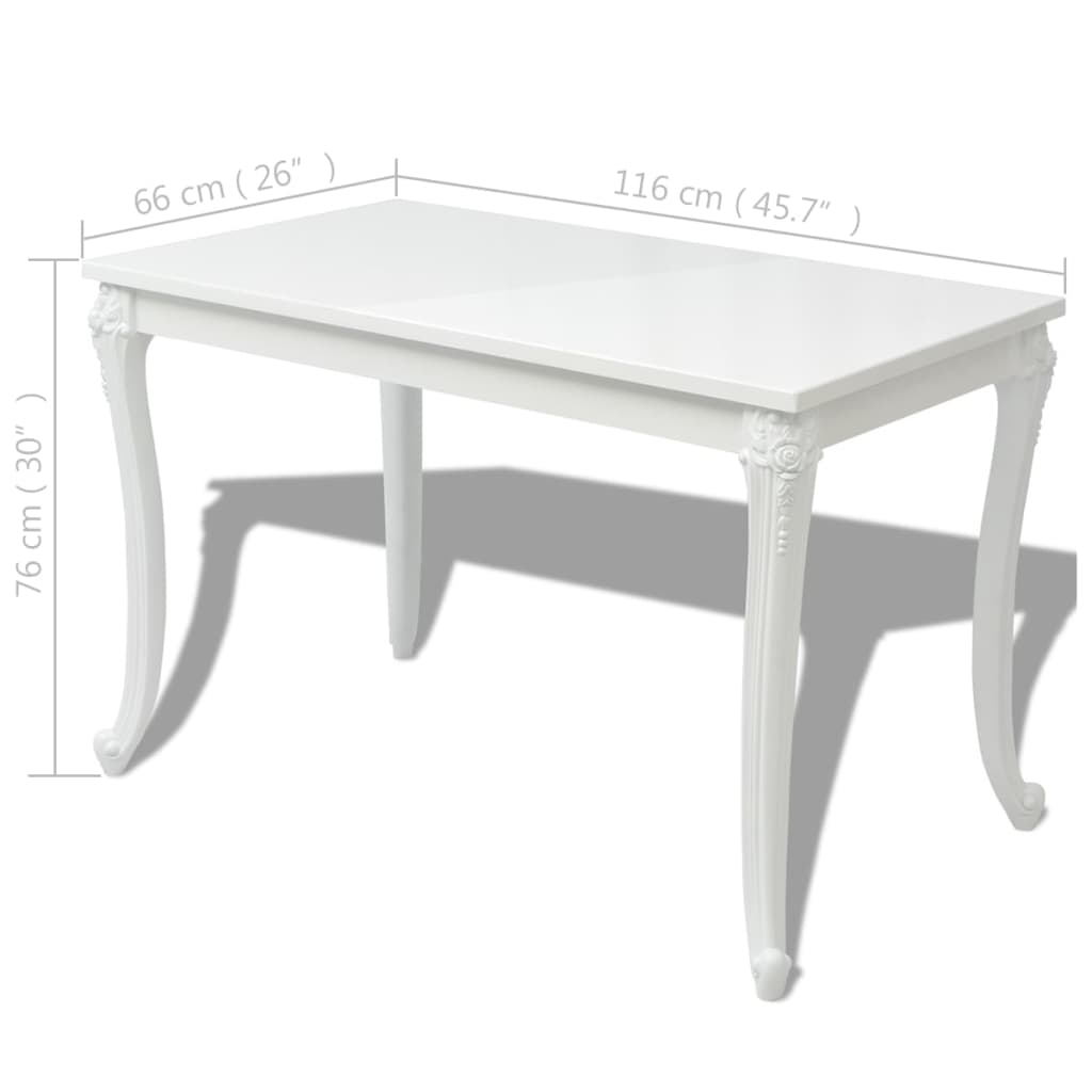 Eettafel 116x66x76 cm hoogglans wit is nu te koop bij PeponiXL, paradijselijk wonen!