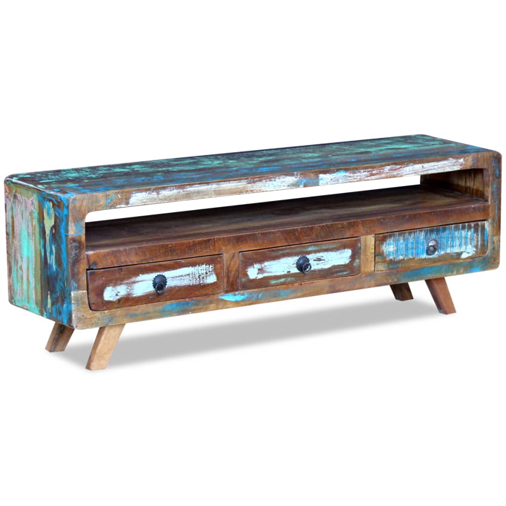 Tv-meubel met 3 lades massief gerecycled hout is nu te koop bij PeponiXL, paradijselijk wonen!