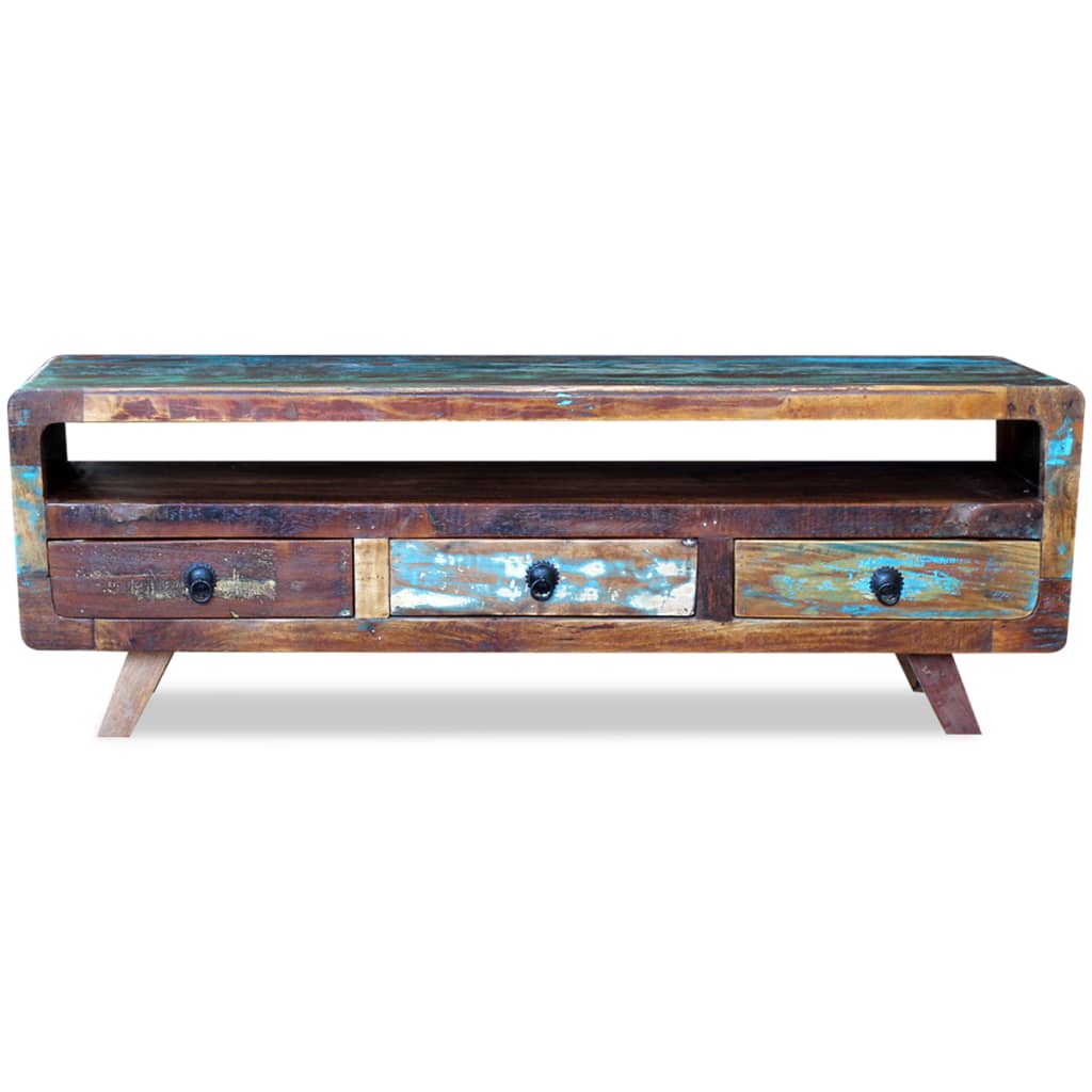 Tv-meubel met 3 lades massief gerecycled hout is nu te koop bij PeponiXL, paradijselijk wonen!