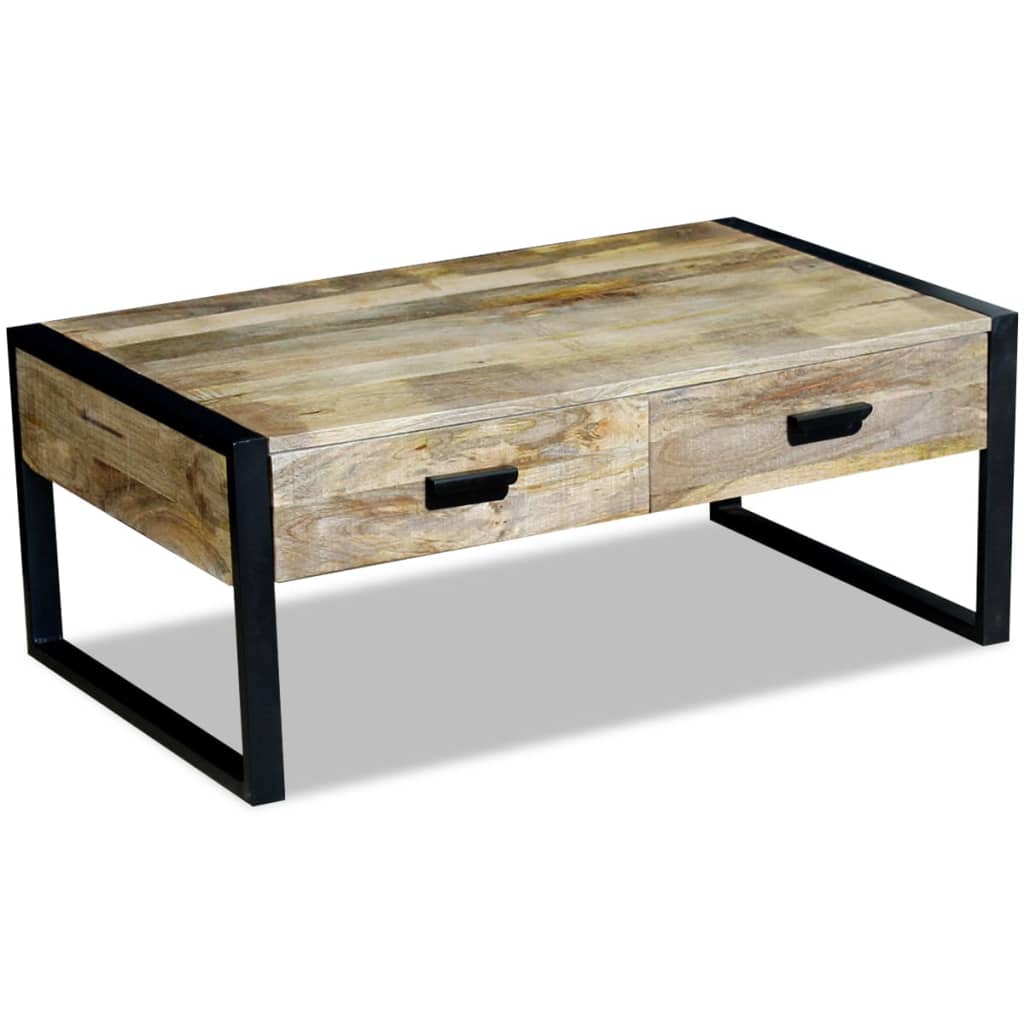 Salontafel met 2 lades 100x60x40 cm massief mangohout is nu te koop bij PeponiXL, paradijselijk wonen!