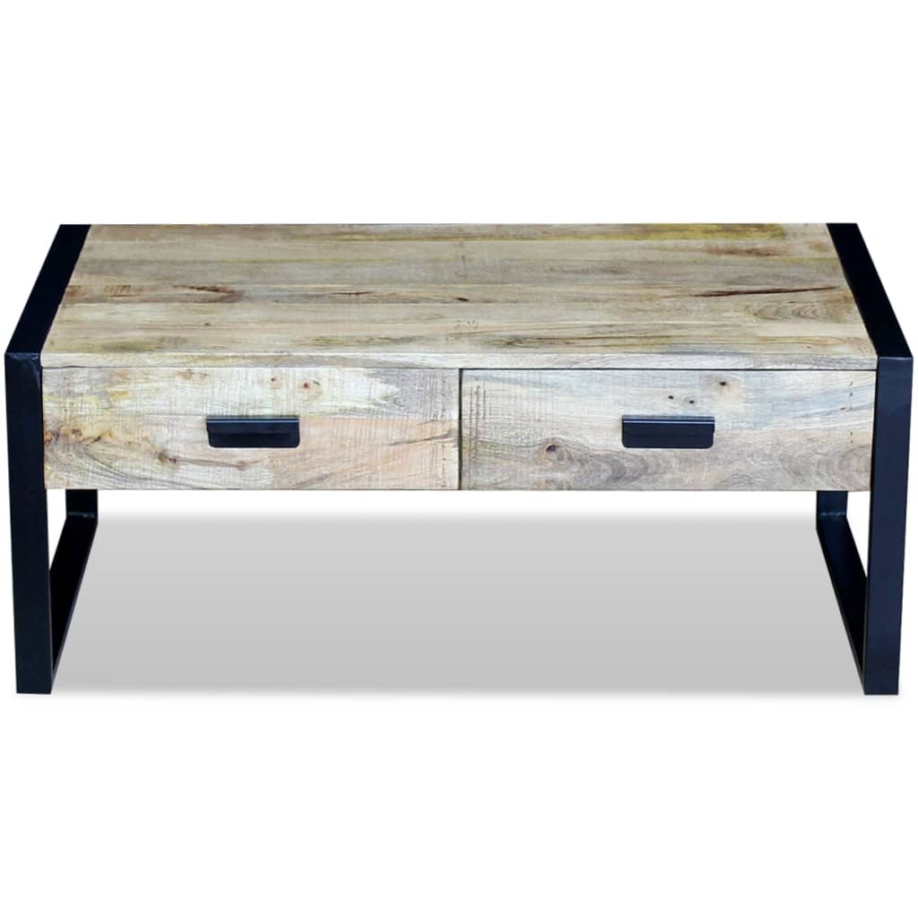 Salontafel met 2 lades 100x60x40 cm massief mangohout is nu te koop bij PeponiXL, paradijselijk wonen!