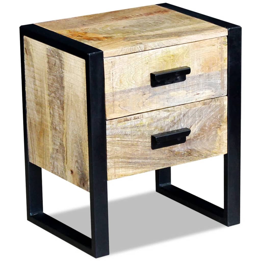 Bijzettafel met 2 lades 43x33x51 cm massief mangohout is nu te koop bij PeponiXL, paradijselijk wonen!