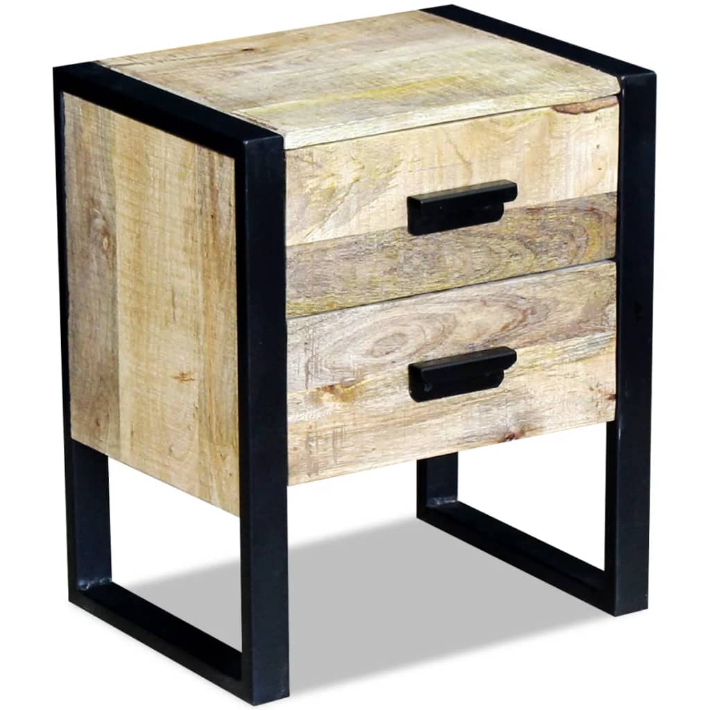 Bijzettafel met 2 lades 43x33x51 cm massief mangohout is nu te koop bij PeponiXL, paradijselijk wonen!