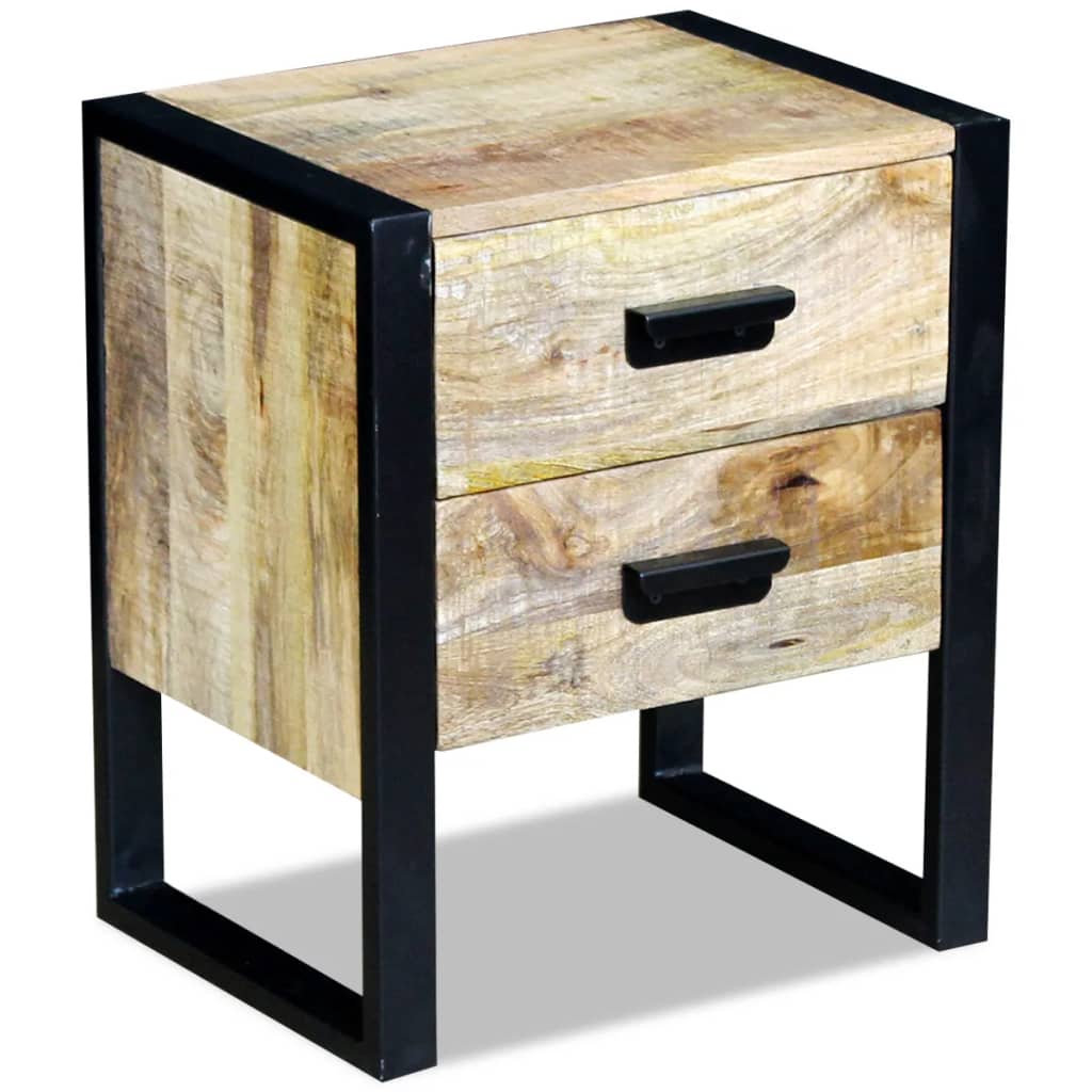 Bijzettafel met 2 lades 43x33x51 cm massief mangohout is nu te koop bij PeponiXL, paradijselijk wonen!