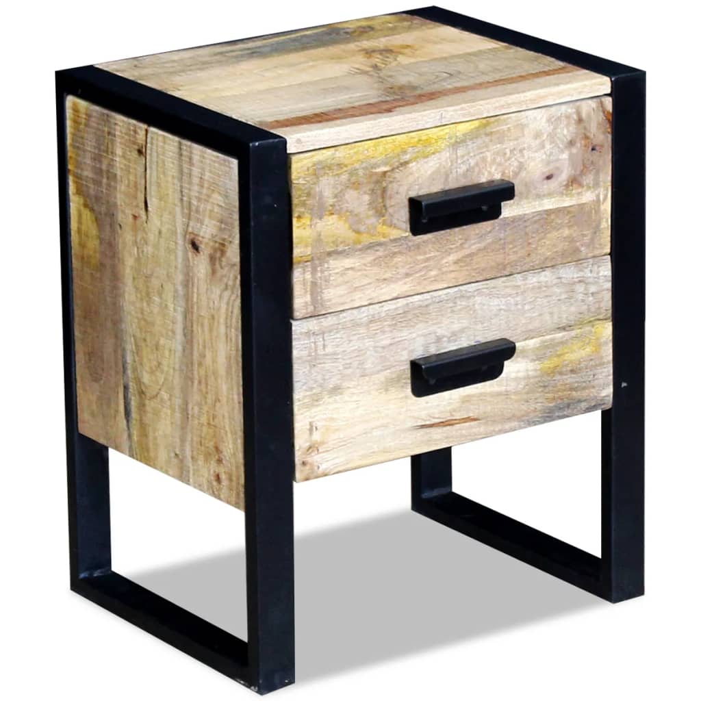 Bijzettafel met 2 lades 43x33x51 cm massief mangohout is nu te koop bij PeponiXL, paradijselijk wonen!