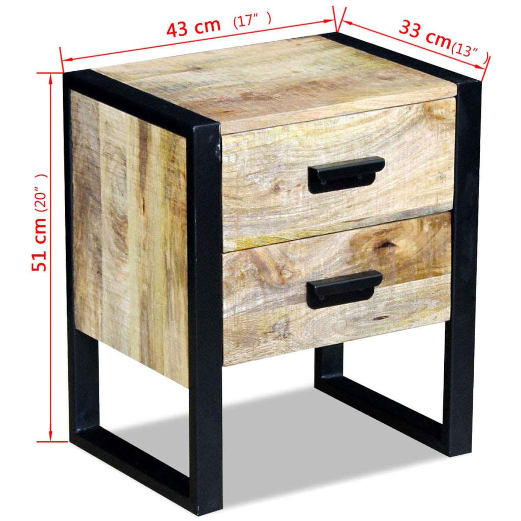 Bijzettafel met 2 lades 43x33x51 cm massief mangohout is nu te koop bij PeponiXL, paradijselijk wonen!