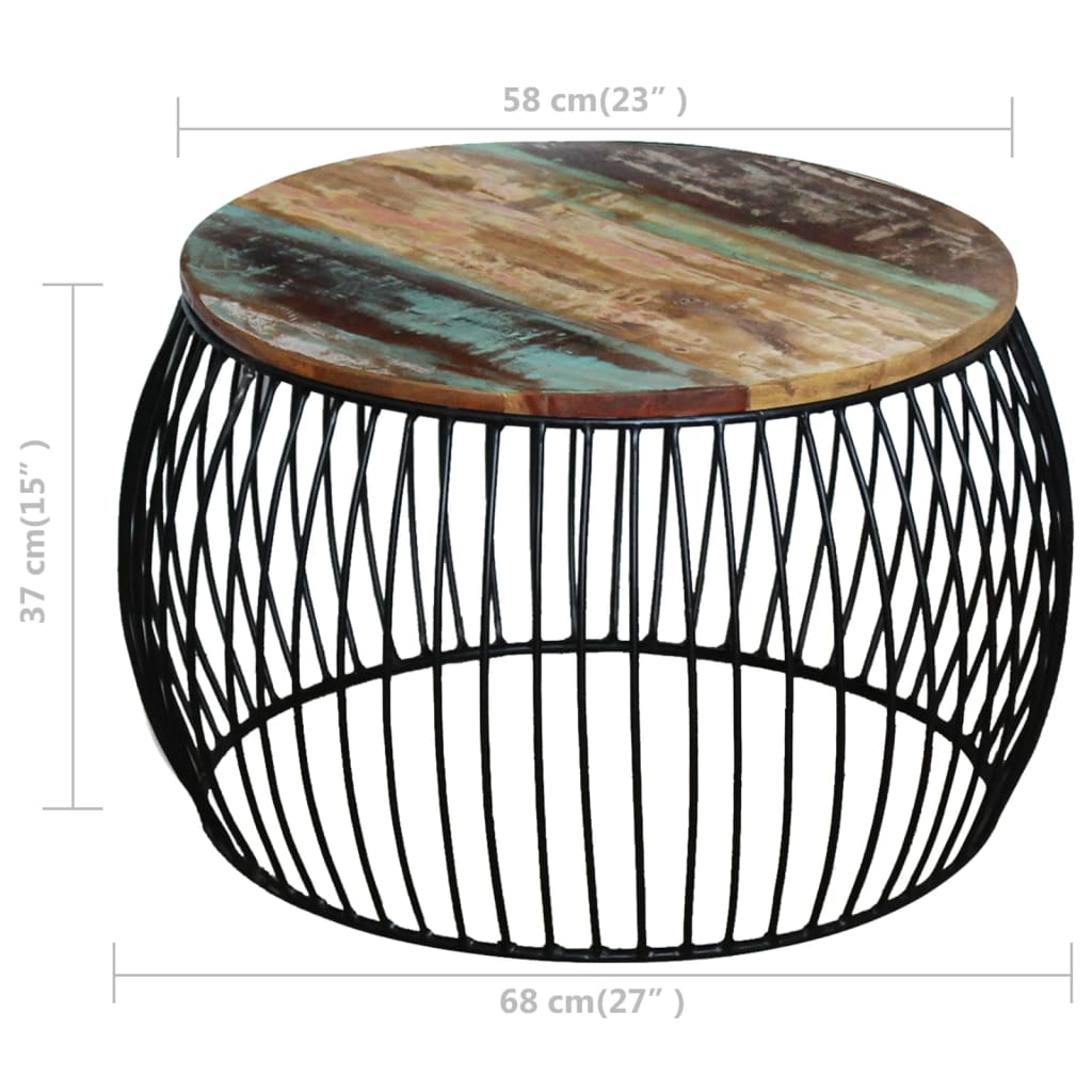 Salontafel rond 68x37 cm massief gerecycled hout is nu te koop bij PeponiXL, paradijselijk wonen!