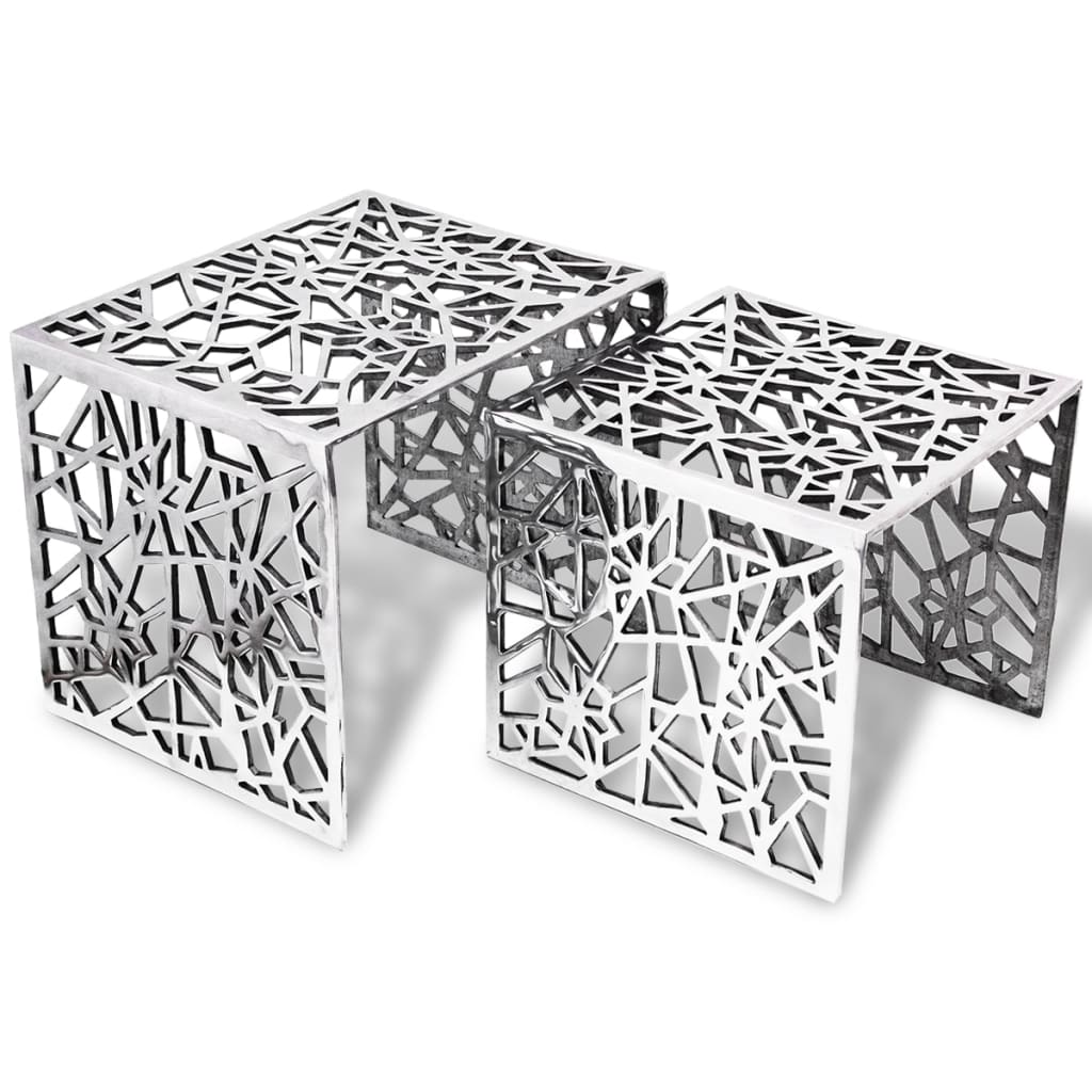 Bijzettafels 2 stuks vierkant aluminium zilver is nu te koop bij PeponiXL, paradijselijk wonen!
