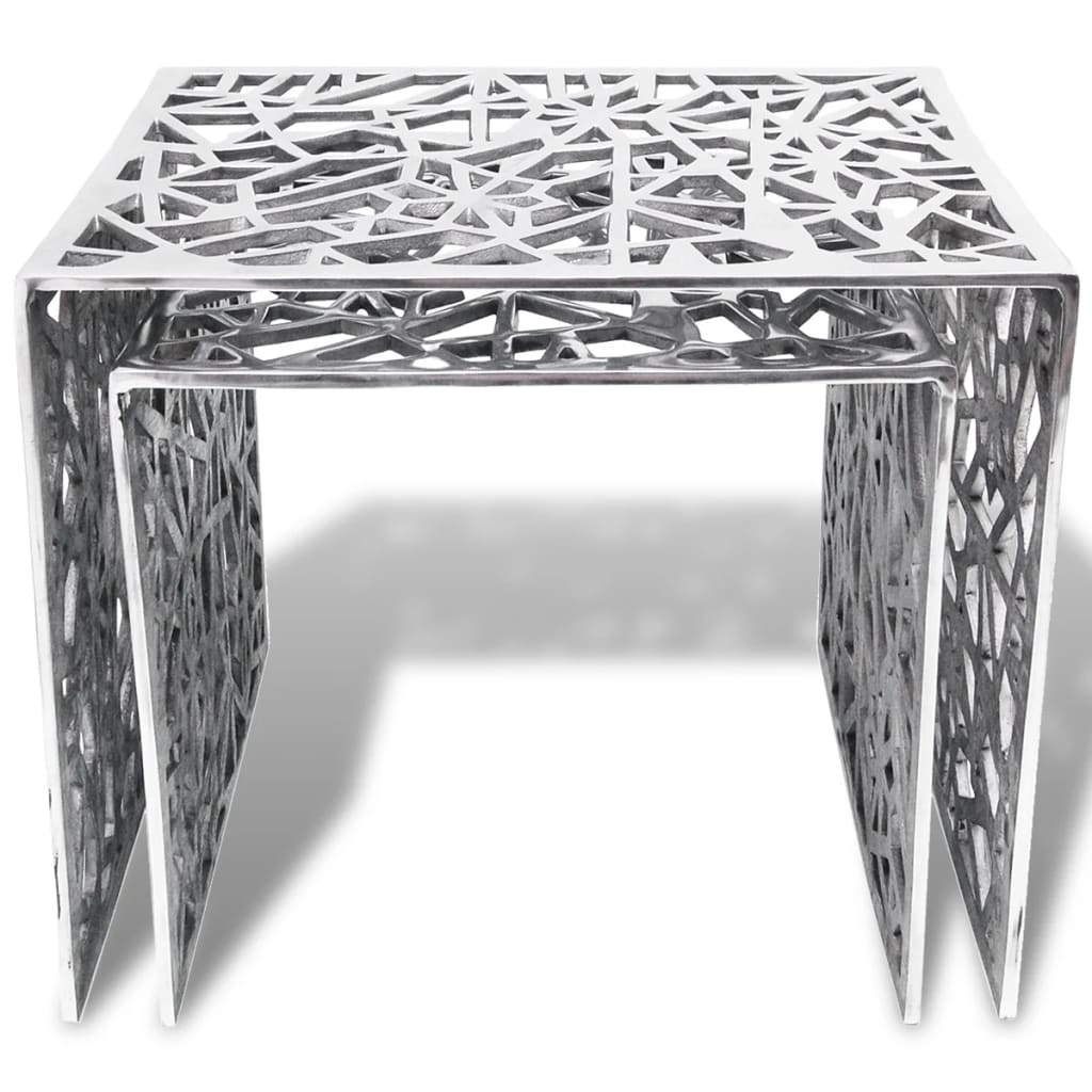 Bijzettafels 2 stuks vierkant aluminium zilver is nu te koop bij PeponiXL, paradijselijk wonen!