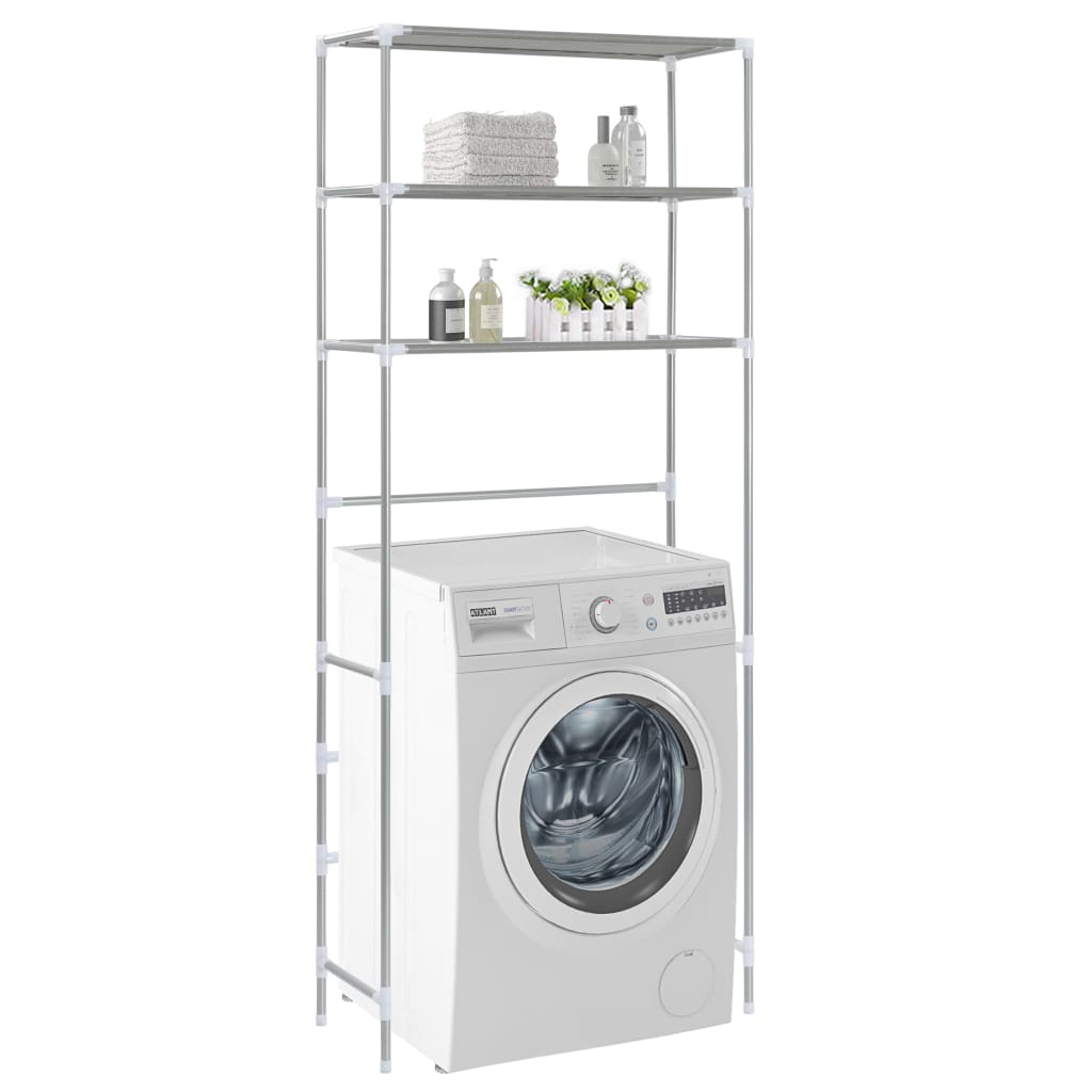 Opbergrek voor boven wasmachine 3-laags 69x28x169 cm zilver is nu te koop bij PeponiXL, paradijselijk wonen!