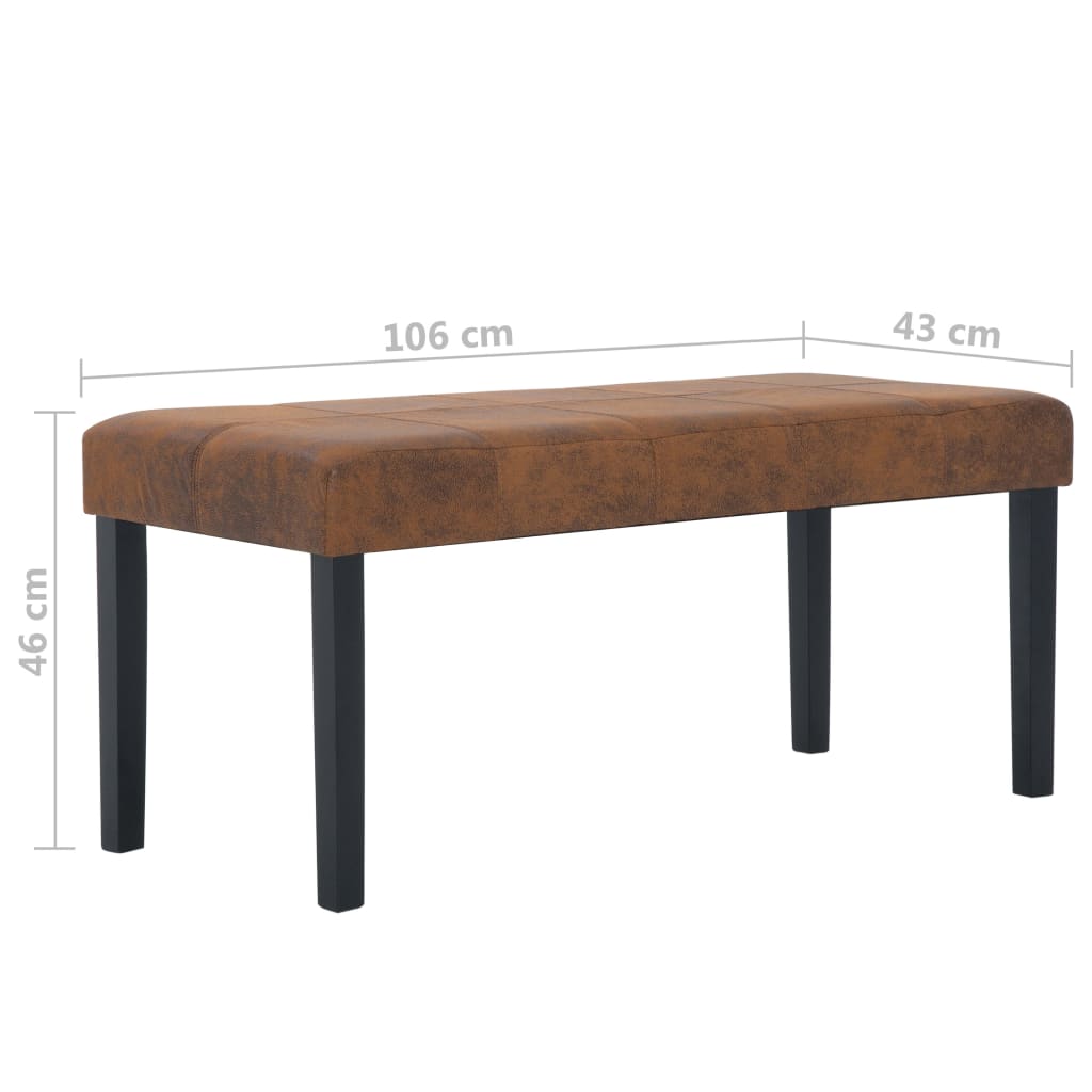 Bankje 106 cm kunstsuède bruin is nu te koop bij PeponiXL, paradijselijk wonen!