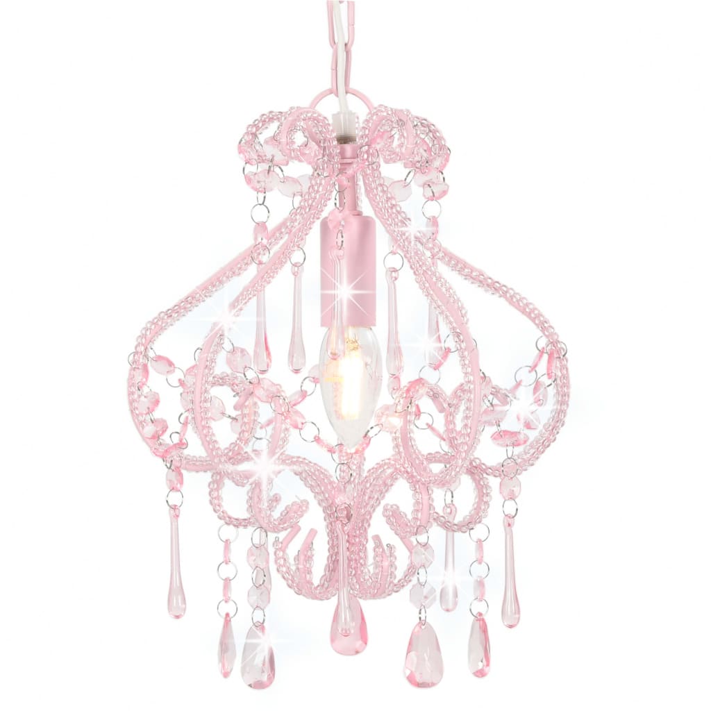 Plafondlamp met kralen rond E14 roze is nu te koop bij PeponiXL, paradijselijk wonen!