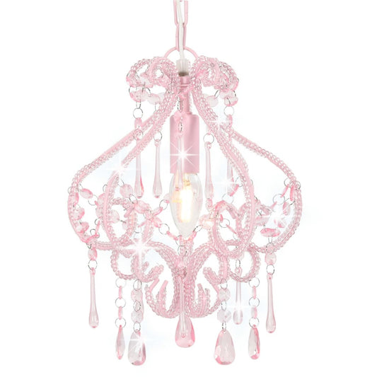 Plafondlamp met kralen rond E14 roze is nu te koop bij PeponiXL, paradijselijk wonen!