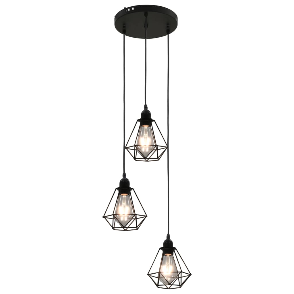 Plafondlamp met diamantvorm 3xE27 zwart is nu te koop bij PeponiXL, paradijselijk wonen!
