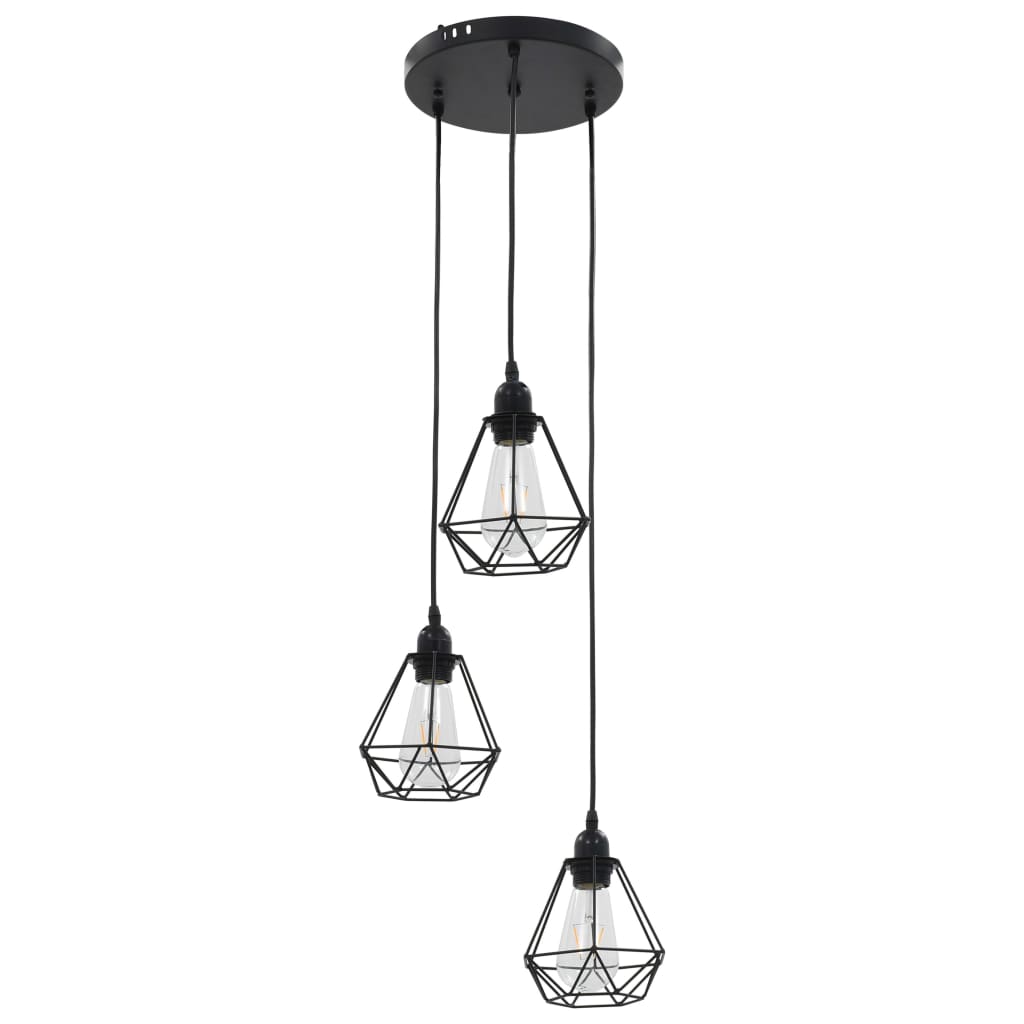 Plafondlamp met diamantvorm 3xE27 zwart is nu te koop bij PeponiXL, paradijselijk wonen!
