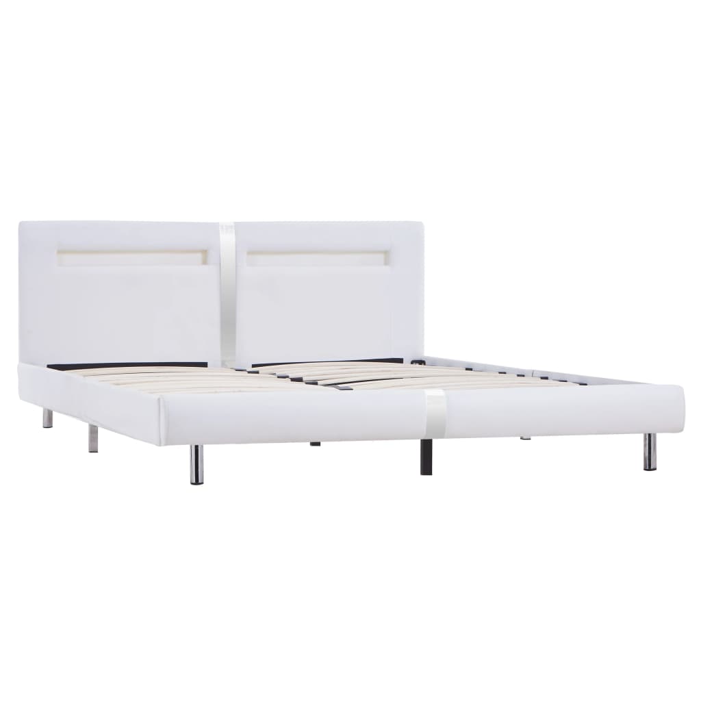 Bedframe met LED kunstleer wit 180x200 cm is nu te koop bij PeponiXL, paradijselijk wonen!