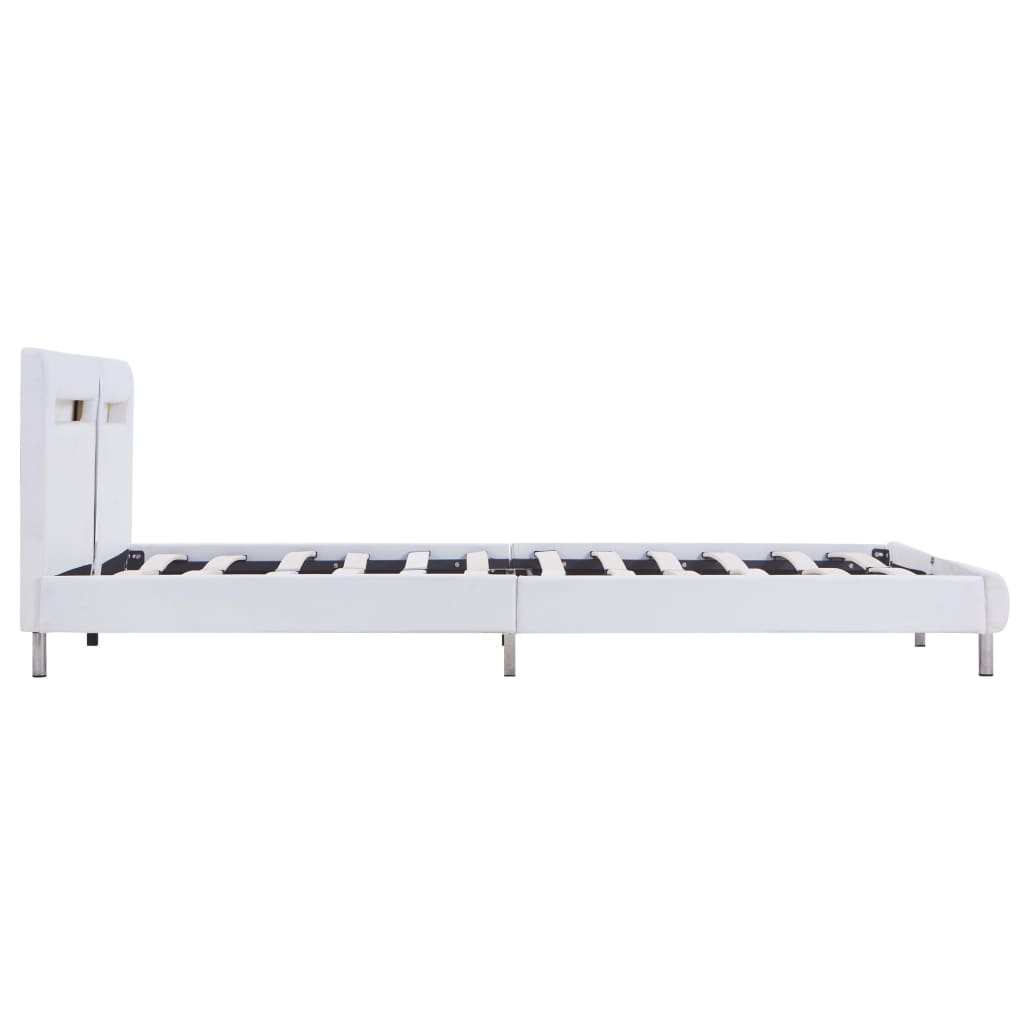 Bedframe met LED kunstleer wit 180x200 cm is nu te koop bij PeponiXL, paradijselijk wonen!