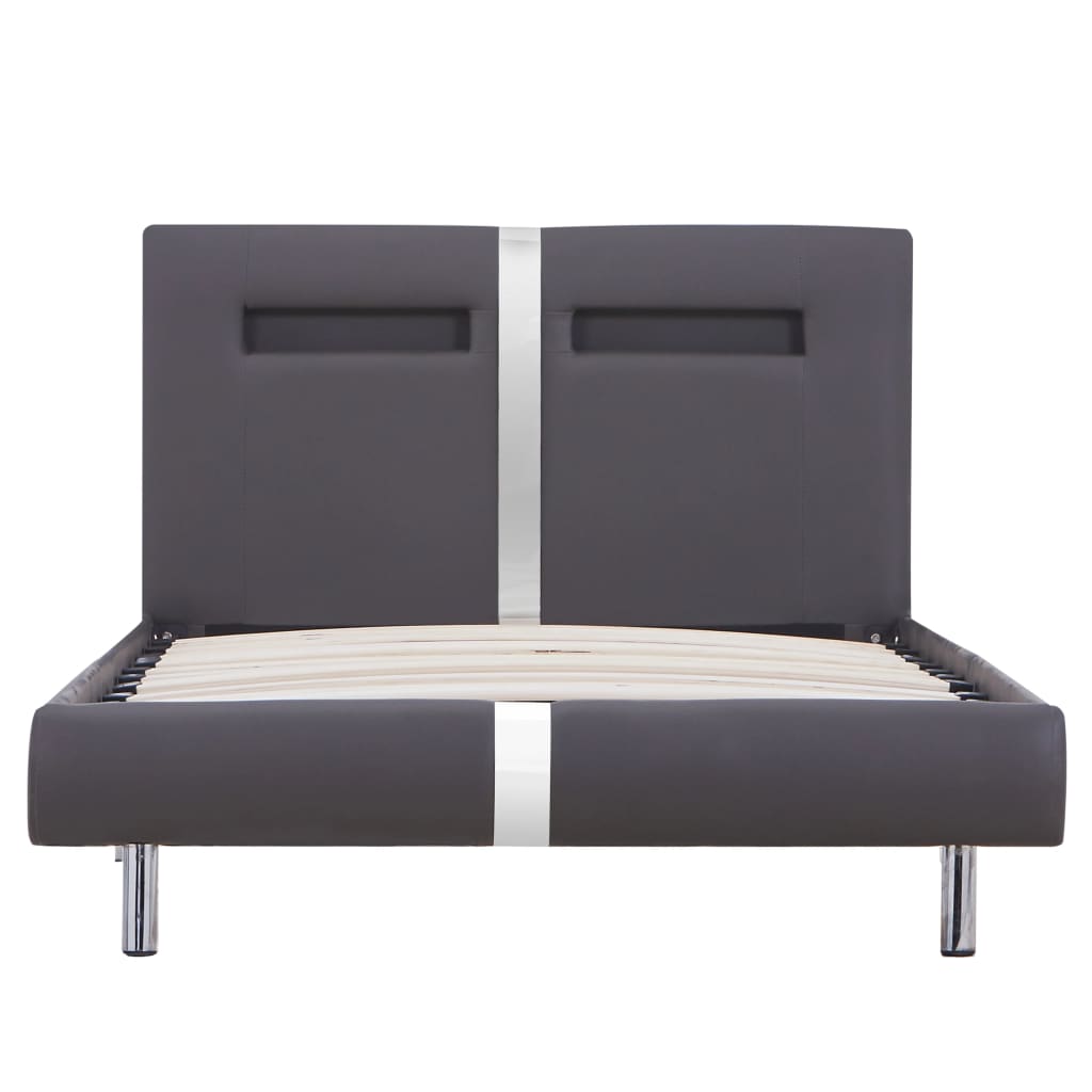 Bedframe met LED kunstleer grijs 90x200 cm is nu te koop bij PeponiXL, paradijselijk wonen!